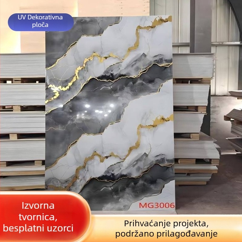 UV ploča od kamen-plastike, 3D ispis, zlatni efekt, HD ispis, unutarnja dekoracija za pozadinu televizora
