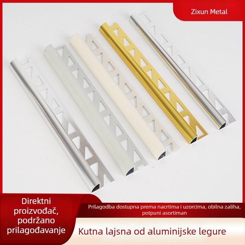Kut aluminijski profil za pločice, metalni dekorativni rubni profil, otporan na koroziju, vlagu i habanje