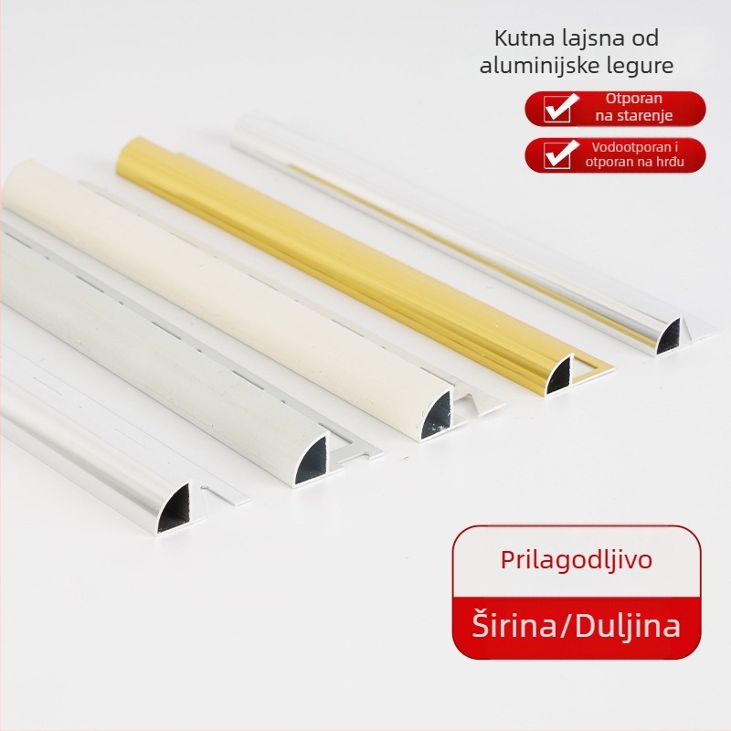 Kut aluminijski profil za pločice, metalni dekorativni rubni profil, otporan na koroziju, vlagu i habanje
