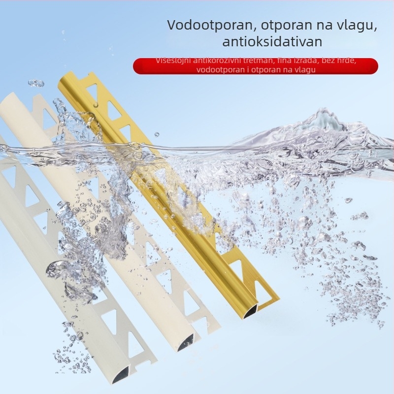 Kut aluminijski profil za pločice, metalni dekorativni rubni profil, otporan na koroziju, vlagu i habanje