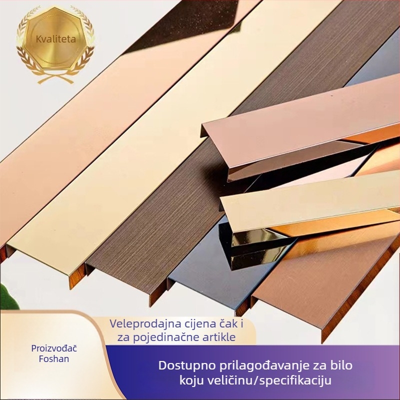 U‑oblikovani dekorativni profil od nehrđajućeg čelika za žljebove, pragove, zidove i stropove s titan završnom obradom