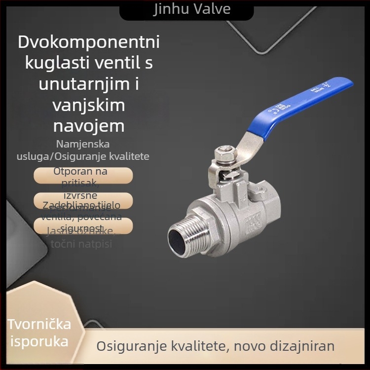 304 nehrđajući čelik dvodijelna kuglasta ventila s unutarnjim i vanjskim navojem za cjevovod