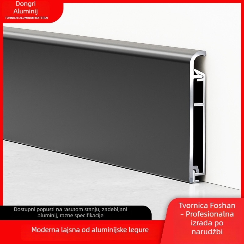 Aluminijska legura, ultra uski zidni profil s metalnim dekorativnim linijama bez tragova