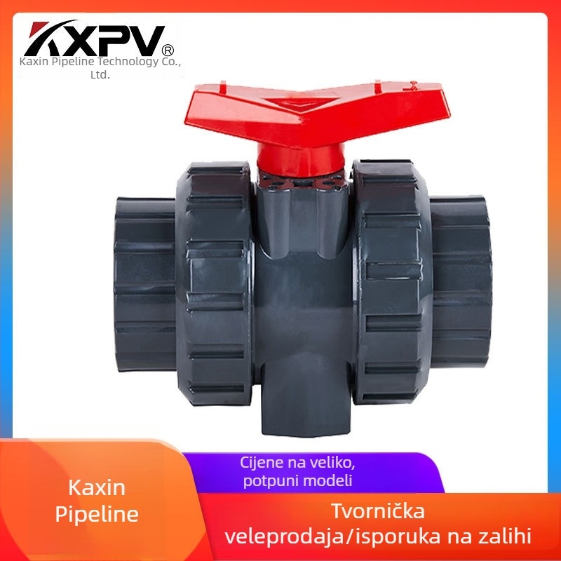 UPVC plastični kuglični ventil sa socket priključkom, GB standard, dvostruki spoj, otporan na koroziju, adhezivno spajanje