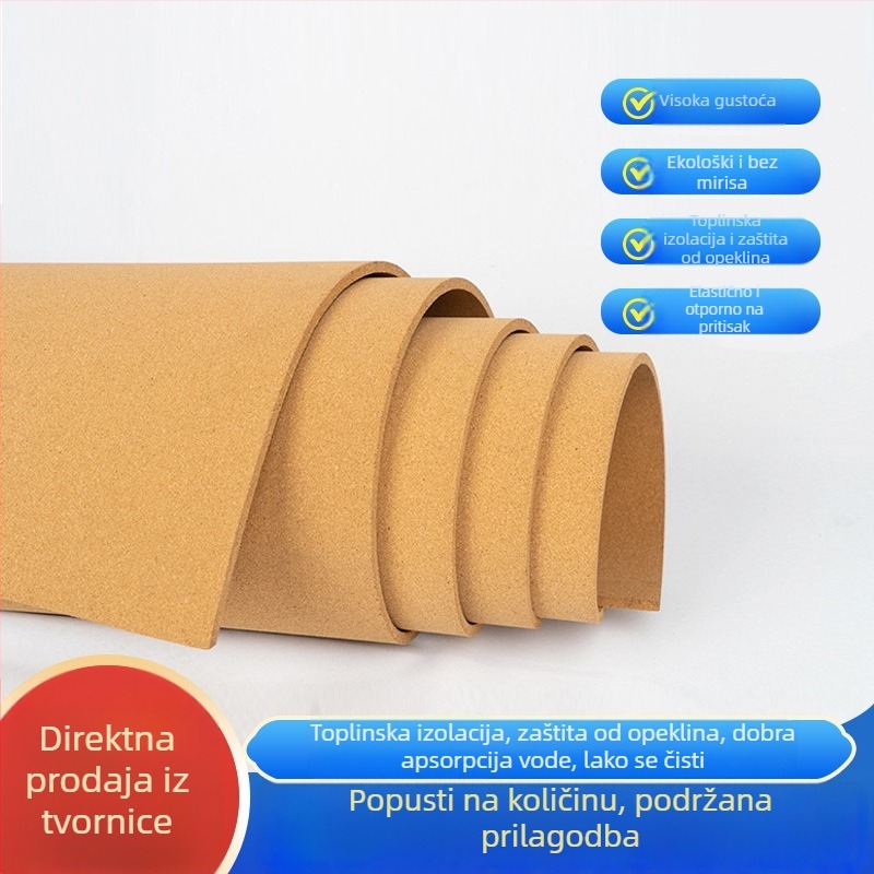 Kork podna podloga i kork ploča, rola debljine 1–12 mm, za vrtiće i škole, paneli za izlaganje