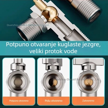 304 nehrđajući čelik, veliki protok ugaoni ventil s kugličnim jezgrom za toplu i hladnu vodu