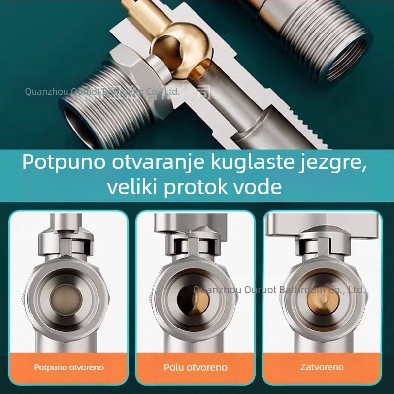 304 nehrđajući čelik, veliki protok ugaoni ventil s kugličnim jezgrom za toplu i hladnu vodu