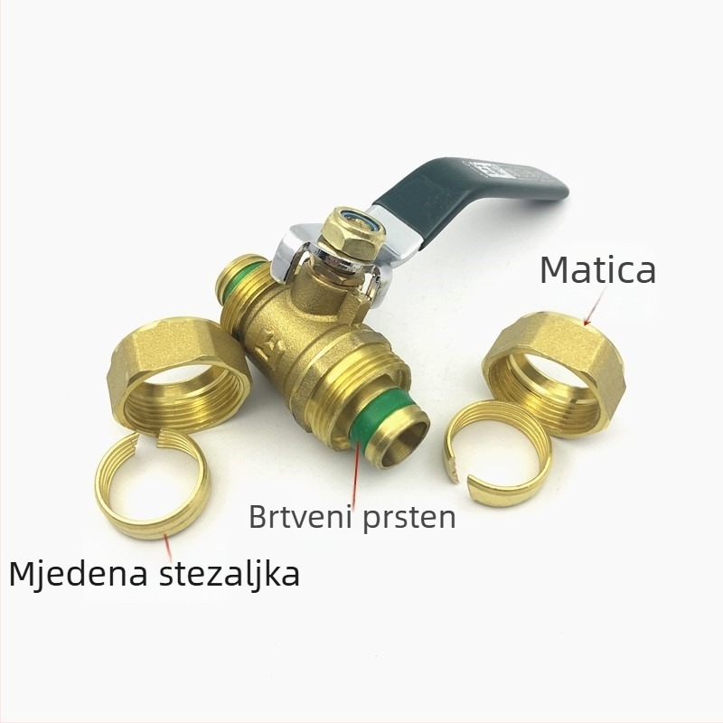 Kuglasti ventil 1620, dvostruka kartna spoj, aluminijsko-plastična cijev, mesingani ventil