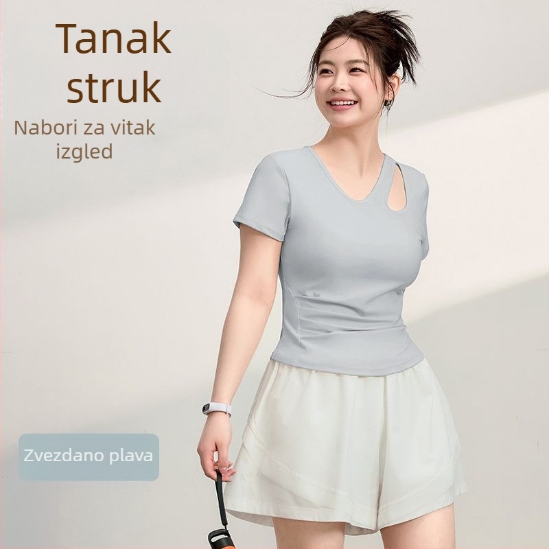 Ljetna ženska majica za jogu, brzo sušenje, slim fit, plus size, za pilates i trčanje