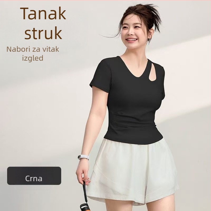 Ljetna ženska majica za jogu, brzo sušenje, slim fit, plus size, za pilates i trčanje