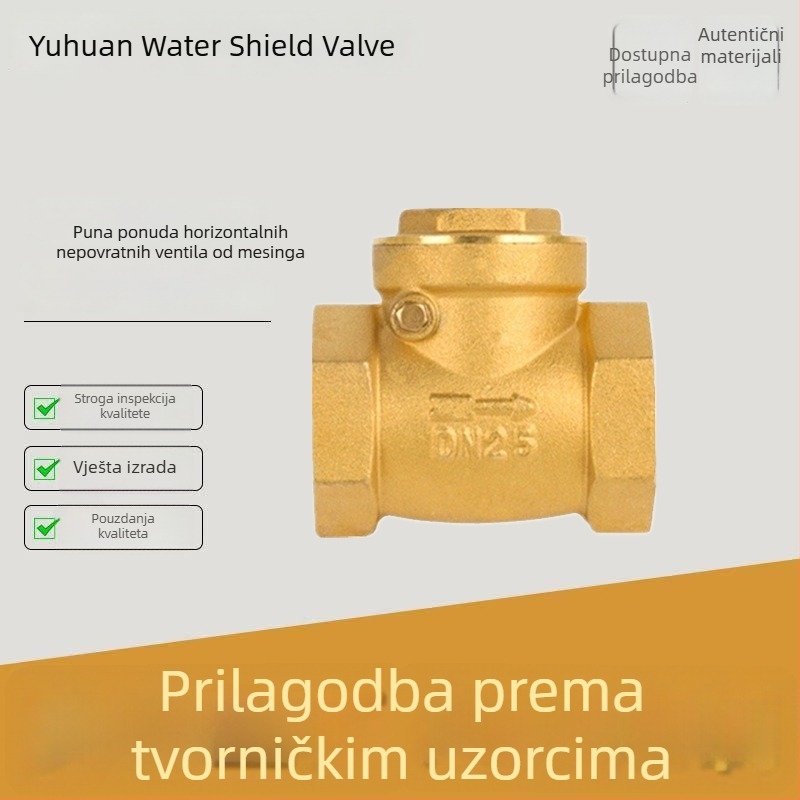 Horizontalni mesingani provjerni ventil s unutarnjim navojem, debeli protivtok rotacijski ventil za inženjerske primjene ventila