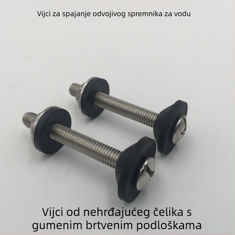 Razdvojeni vijci za spoj vodokotlića, zaključni vijci za WC, unutarnji gumeni prsten, nehrđajući čelik, WC sjedalo