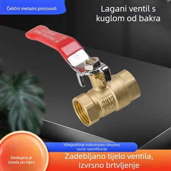 Ručni navođeni bakreni kuglični ventil, jačeg profila, namijenjen inženjerskoj primjeni, s priključcima od 1 inča i 2 inča, za vodovod.