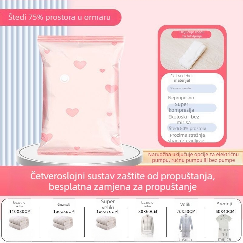 Vakuumske kompresijske vreće za pohranu deka i odjeće, ekstra veliko, za preseljenje i kućnu upotrebu