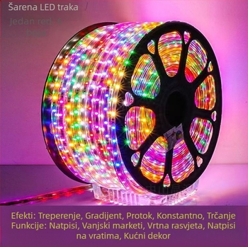 Vanjska LED traka 220V 2835, šest boja tekućeg svjetla za vanjsku arhitekturnu rasvjetu