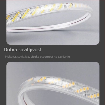 Izuzetno jasna LED traka za vanjsku upotrebu, vodootporna 220V, za vanjske zidove i strop dnevnog boravka – topla bijela svjetlost
