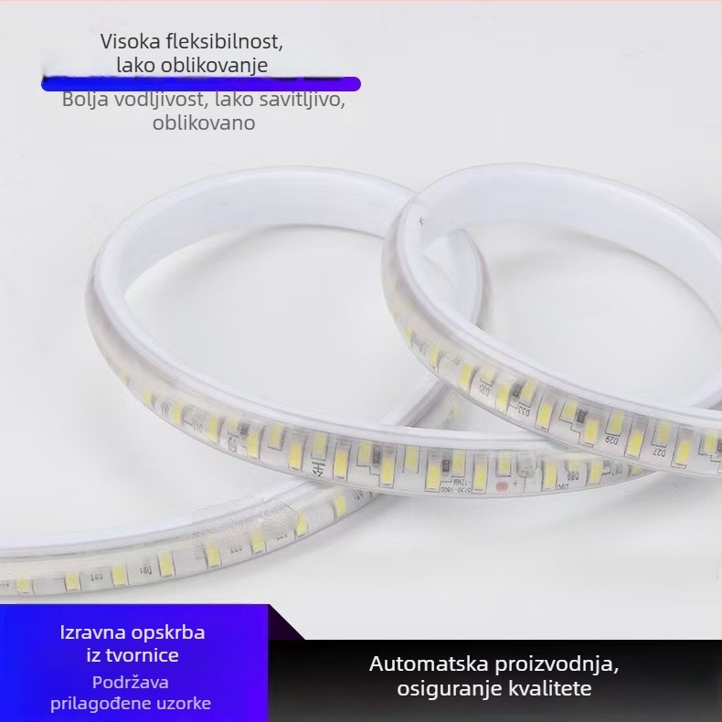 LED trak 110V za vanjsko vodootporno osvjetljenje i kućne/projekte namjene, visoka svjetlina, 5730 LED, 180 LED, 18W, 3000K/4000K/6500K, fleksibilan, velika gustoća