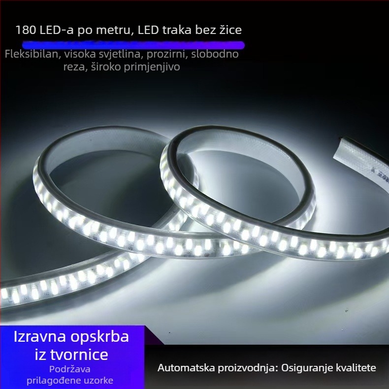 LED trak 110V za vanjsko vodootporno osvjetljenje i kućne/projekte namjene, visoka svjetlina, 5730 LED, 180 LED, 18W, 3000K/4000K/6500K, fleksibilan, velika gustoća