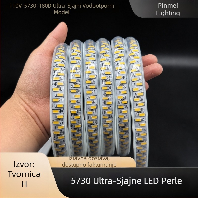LED trak 110V za vanjsko vodootporno osvjetljenje i kućne/projekte namjene, visoka svjetlina, 5730 LED, 180 LED, 18W, 3000K/4000K/6500K, fleksibilan, velika gustoća