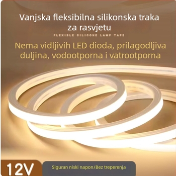Silikonska LED traka s integriranom ekstrudijom, vodootporna, unutarnja/ vanjska upotreba, linearno svjetlo za krevet