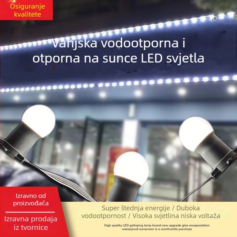 Vanjsko vodootporna LED svjetlosna traka s E27 uložkom za reklamu i vjenčanu dekoraciju