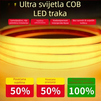 LED traka 220V, vodootporna, samoljepljiva COB traka za ambijentalno osvjetljenje stropa u domu