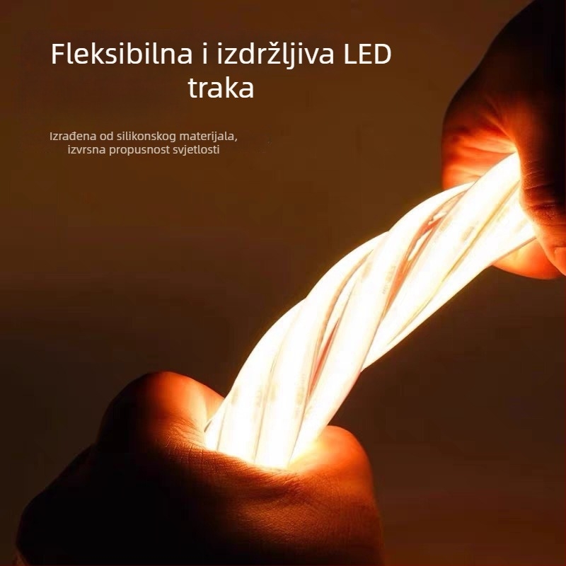 24V vodootporna COB LED traka za vanjsku upotrebu – jezero, bazen i dvorište, ispunjena ljepilom, IP68, fleksibilna, bez tamnih zona