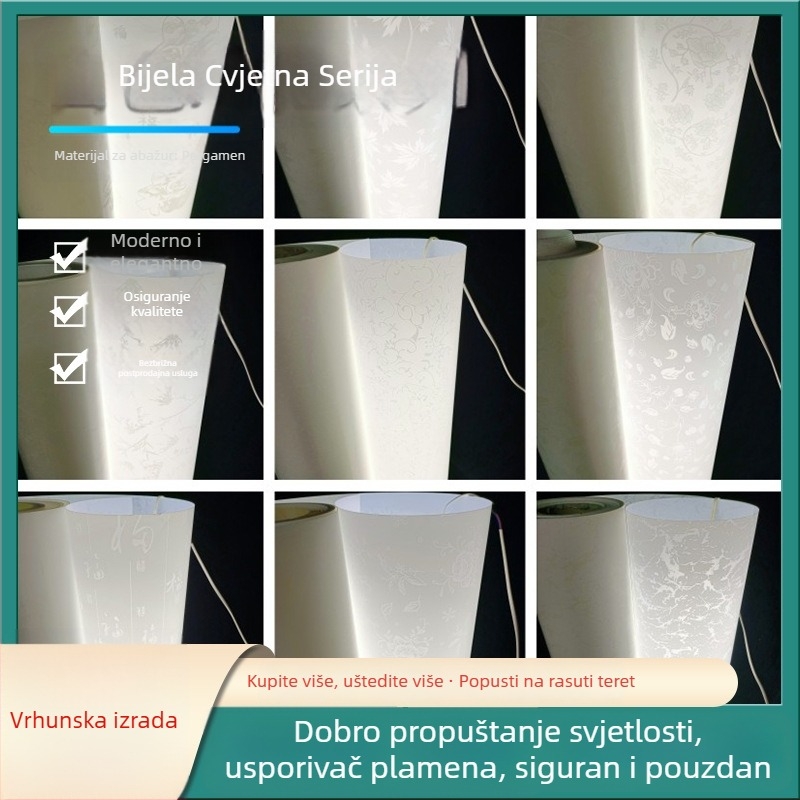 PVC pergamentni film za strop s ukrasnim pločama i mrežom; neproziran i proziran materijal za abažur
