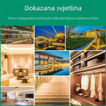 COB LED traka, ultra-sjajna, 220V, vodootporna, samoljepljiva za strop, unutarnje osvjetljenje dnevnog boravka