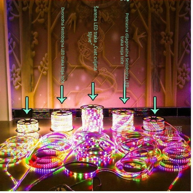 Vanjska RGB LED traka s promjenjivim bojama i efektom duge, vodootporna neonska cijev
