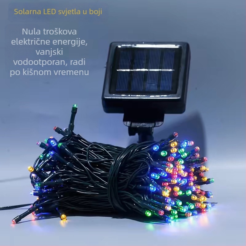 Solarna LED niz s trepćućim svjetlima, vanjska vodootporna dvorišna dekoracija, višebojne svjetlosti za atmosferu