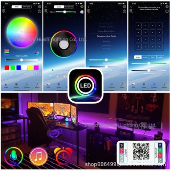 5050 LED trak s Bluetooth aplikacijom, bežični paket, epoksidnim premazom, vodootporan, višebojan, 12V fleksibilna svjetlosna traka s glazbom