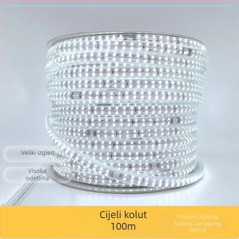110V LED traka s lećom, dvostruki red, 180 LED, vanjska vodootporna, vrlo jaka svjetlost, mekana svjetlost