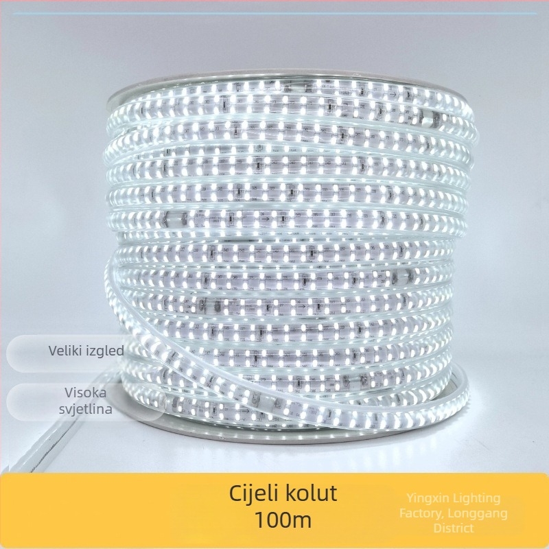 110V LED traka s lećom, dvostruki red, 180 LED, vanjska vodootporna, vrlo jaka svjetlost, mekana svjetlost