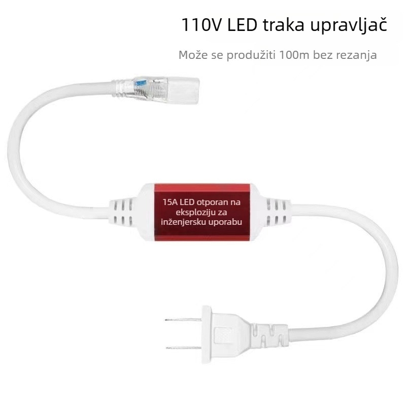 110V LED traka s lećom, dvostruki red, 180 LED, vanjska vodootporna, vrlo jaka svjetlost, mekana svjetlost