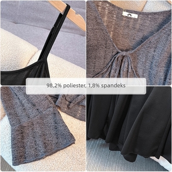 Plus-size žena vintage haljina s naramenicama i kardigan-setom, elegantan retro izgled, poliester, duga suknja