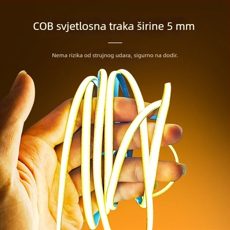 5 mm široka COB linearna svjetiljka u aluminijskom kanalu za ugradњу, 12/24 V, pogodna za vinsku skrinju i izložbeni ormar, može se izrezati