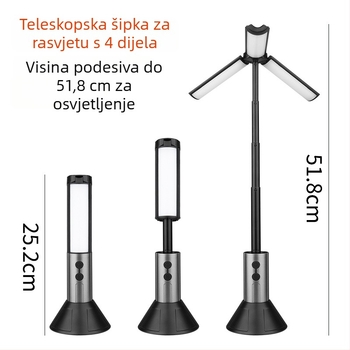 Vanjska višenamjenska produživa kamping lampa, 270° podesiva, podna ambijentalna rasvjeta s visokim jas LED