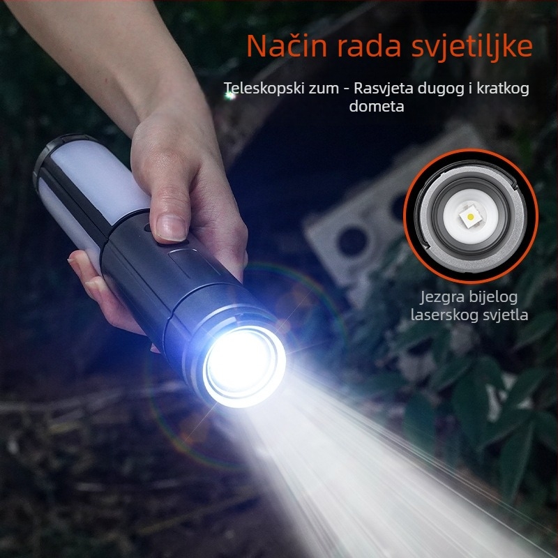 Vanjska višenamjenska produživa kamping lampa, 270° podesiva, podna ambijentalna rasvjeta s visokim jas LED