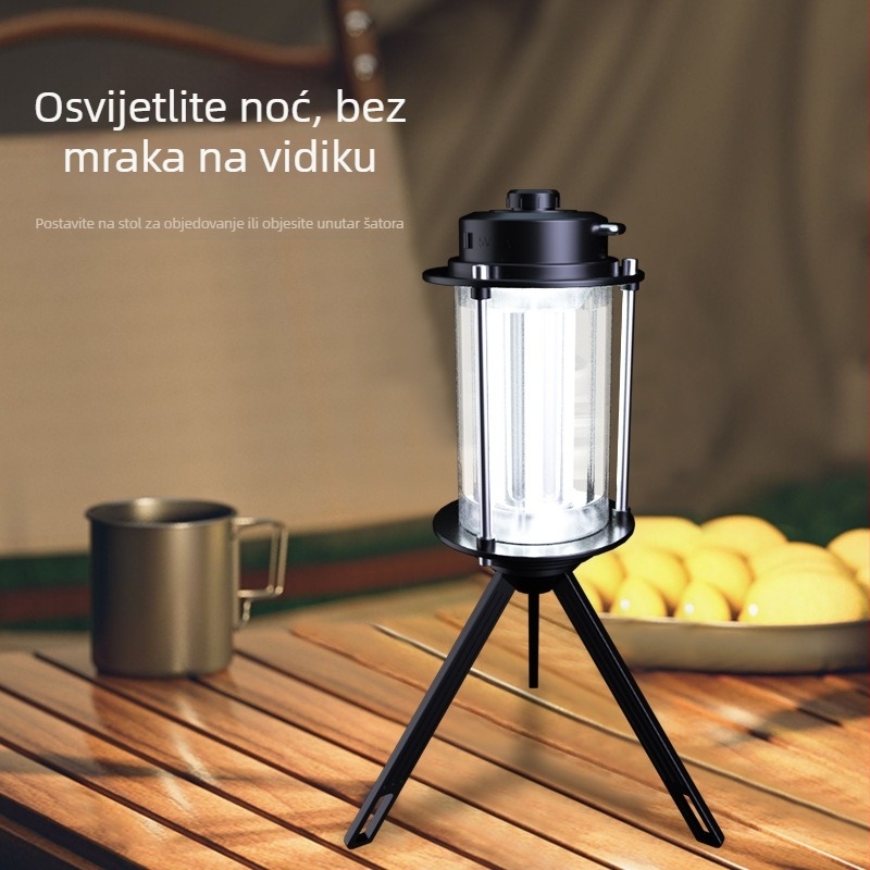 Višenamjensko vanjsko vodootporno svjetlo za kampiranje s dvostrukom bijelom i žutom svjetlošću, Type-C punjenje, prenosno.