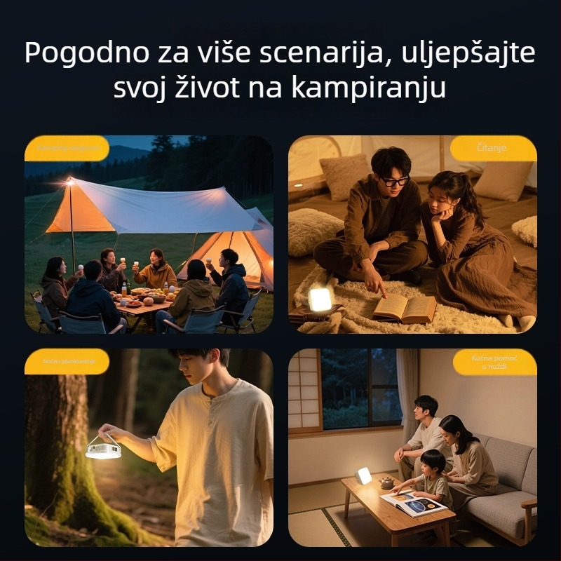 LED prijenosna kamping svjetiljka, vanjsko osvjetljenje za kampiranje, ultradugo trajanje baterije, šator svjetlo s punjenjem solarnom energijom