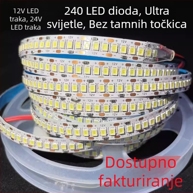 LED traka 12V/24V 2835, samoljepljiva dvostruka red, stropno osvjetljenje s 240/360/480 LED