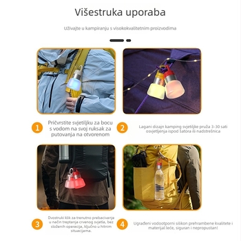Kreativna kamping lampa za bocu vode, RGB ambijentalno osvjetljenje, viseća lampica i usmjerena svjetiljka
