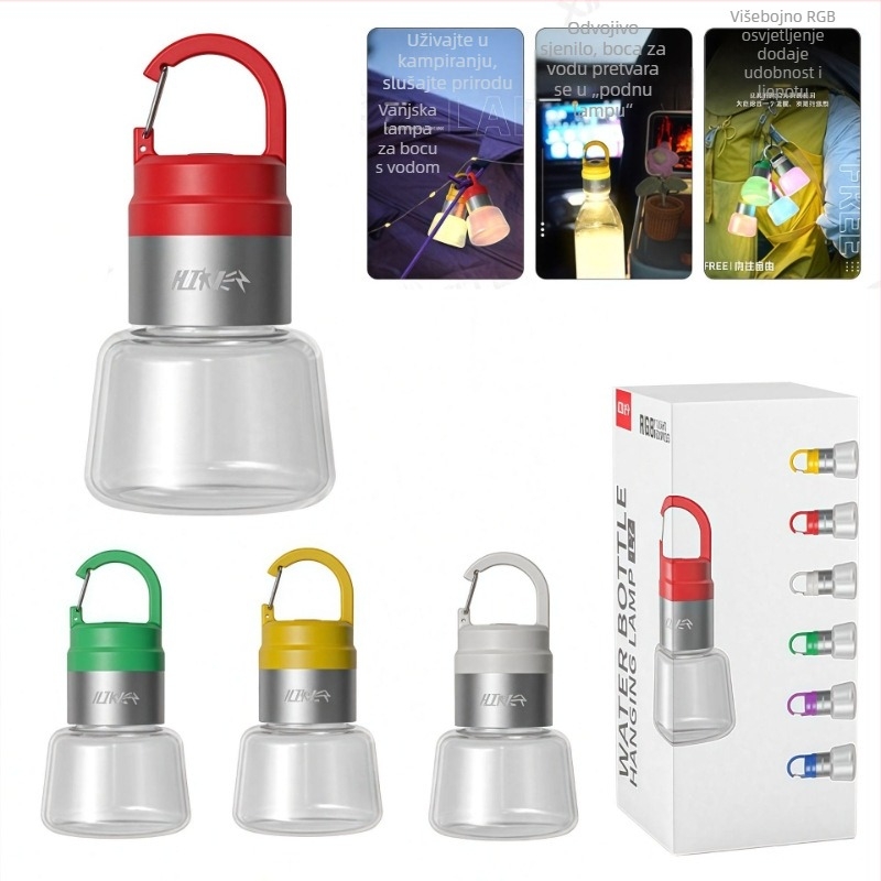 Kreativna kamping lampa za bocu vode, RGB ambijentalno osvjetljenje, viseća lampica i usmjerena svjetiljka