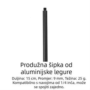 1/4 inčni spojni štap za kamping svjetlo, M8 zemljani kolac, aluminijska cijev, produžni štap promjera 9 mm