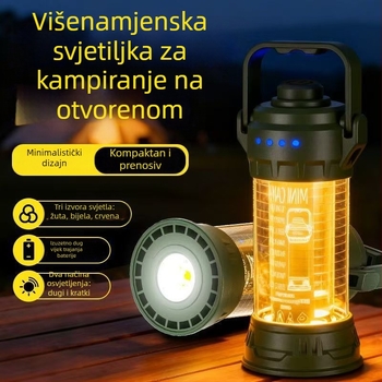 Vanjska kamperska lampa s izuzetnim trajanjem baterije, LED prijenosno ambijentalno osvjetljenje za šator s kupolom, dvostruka uporaba – za vješanje ili postavljanje