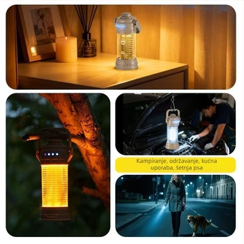 Vanjska kamperska lampa s izuzetnim trajanjem baterije, LED prijenosno ambijentalno osvjetljenje za šator s kupolom, dvostruka uporaba – za vješanje ili postavljanje