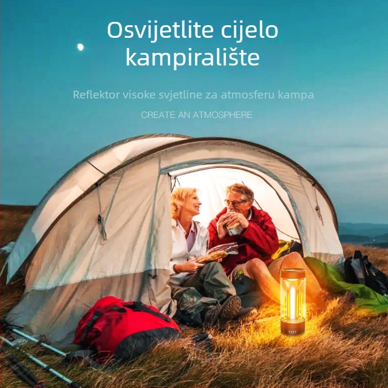 Nova kamping svjetiljka tri u jednome: LED punjiva radna svjetiljka s magnetskim upozoravajućim svjetlom