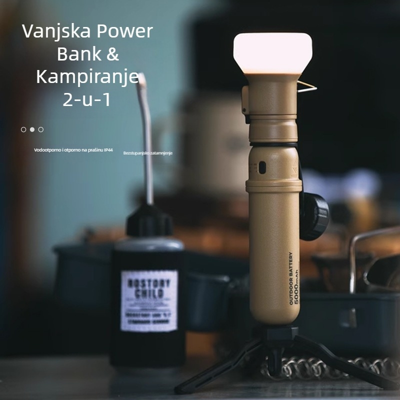 Kamp lampica s integriranom bankom napajanja velike kapacitete, prijenosno LED osvjetljenje za šatore, retro stil, višenamjenska, dugotrajna baterija