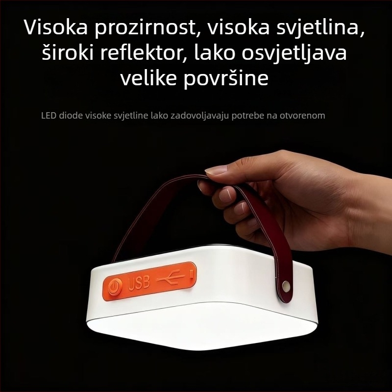 Vanjska kamping lampa s dugim vijekom trajanja baterije i solarnim punjenjem, ambijentalno osvjetljenje i svjetlo za nuždu
